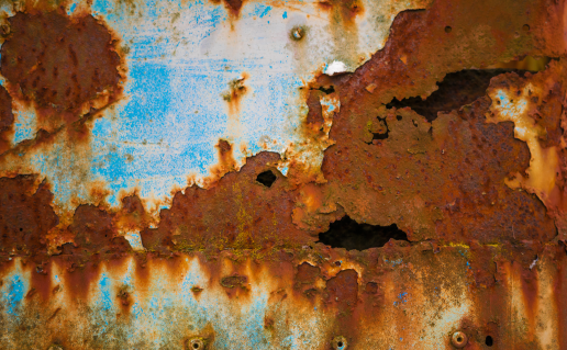 Rusted blue painted metal